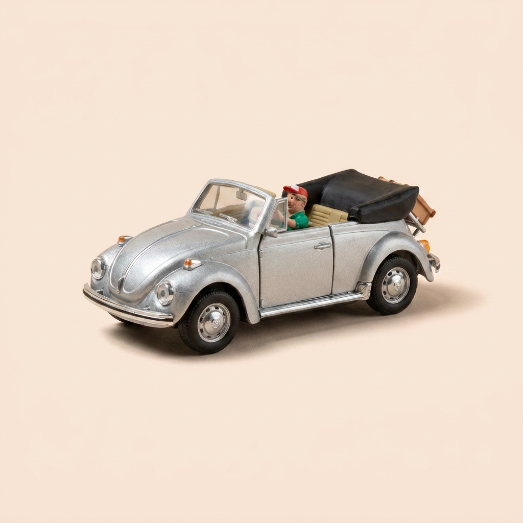 Fusca Cinza com Personagens