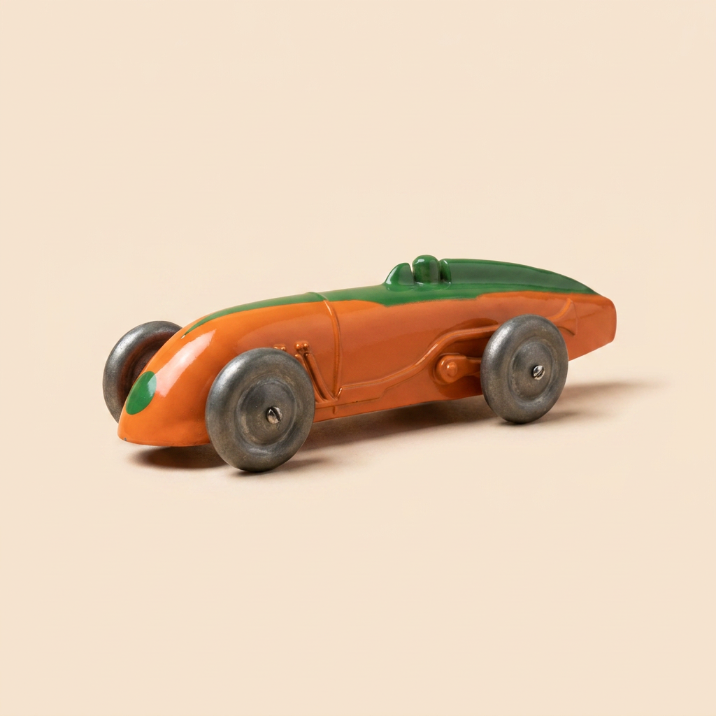 Voiture miniature - Auto de course orange et verte numéro 4 Dinky-Toys (édition Atlas) - N°23A