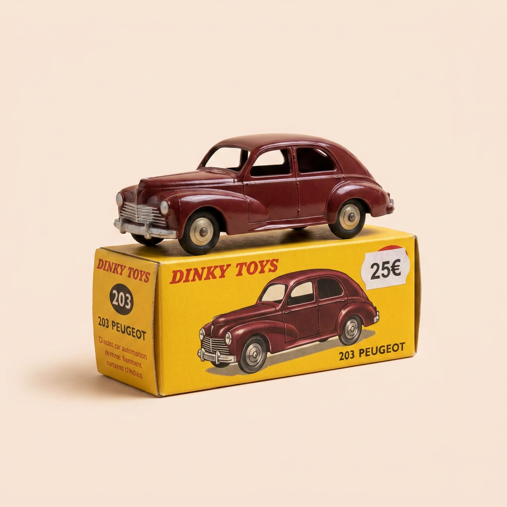 Peugeot 203 bordeaux Dinky-Toys (editiounen Atlas) - N°24 R