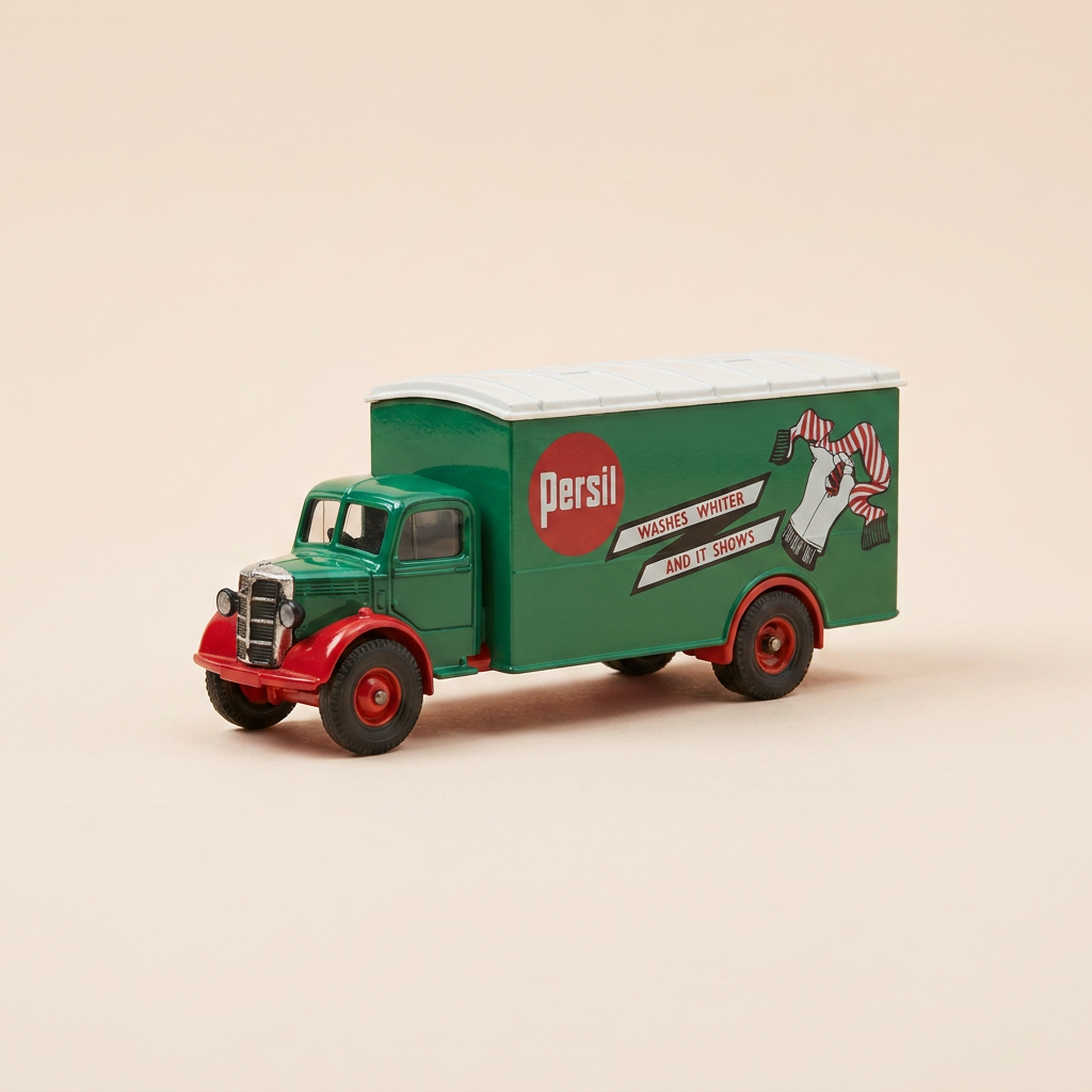 Camion Bedford O series Van vert et toit blanc avec publicité pour la lessive PERSIL - CORGI référence 822/1