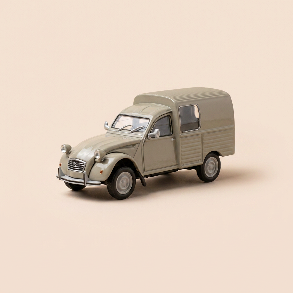 Citroën 2 CV Furgonette hellgréis mat 2 Fënster hannen - Eligor (an Blister)