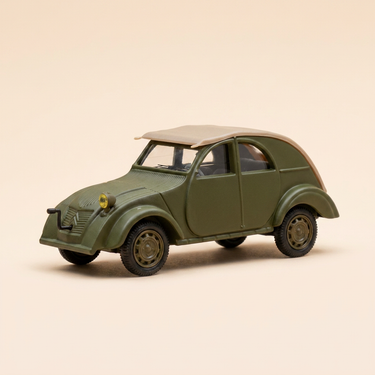 Voiture miniature - Citroën 2 CV Prototype verte foncée et capote beige - Norev (sous blister)