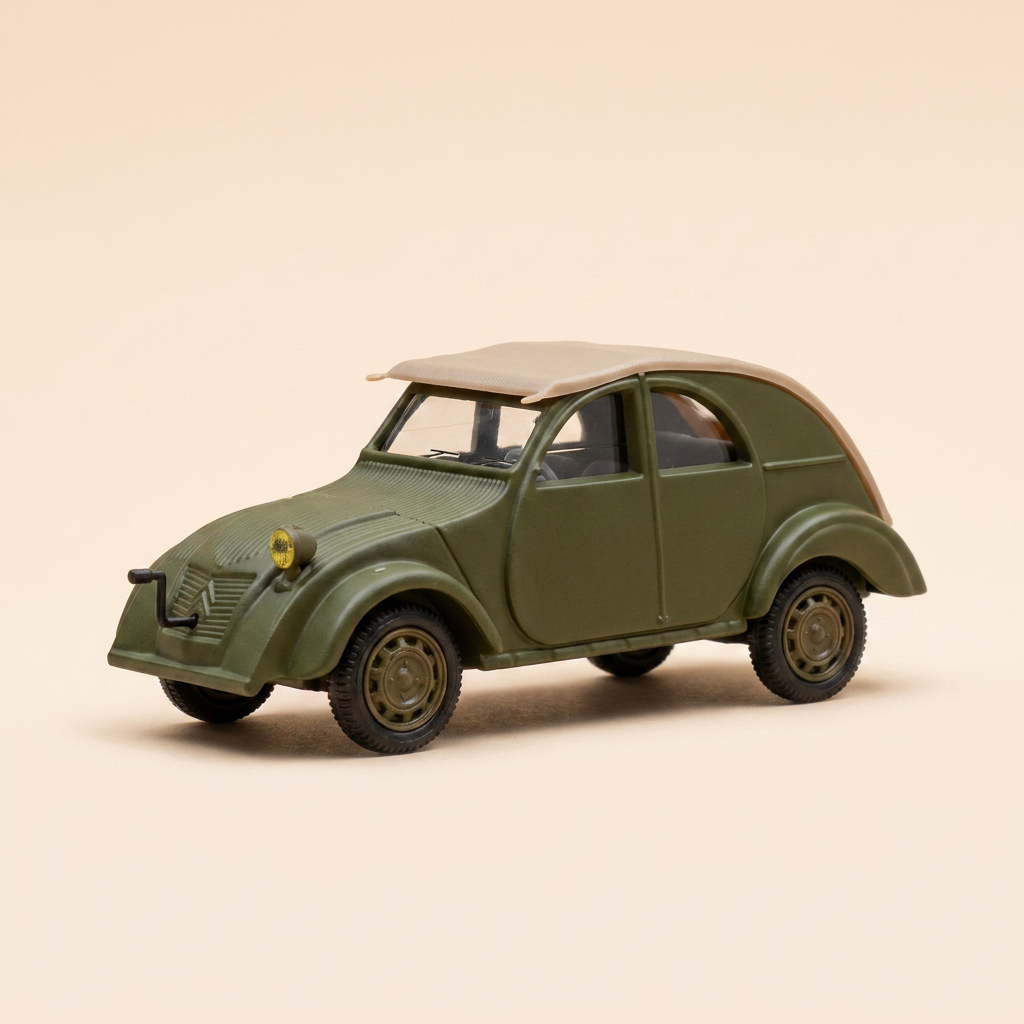 Citroën 2 CV Prototype Dunkelgrün mit Beigem Dach - Norev (im Blister)