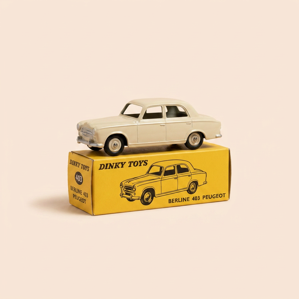 Peugeot 403 berlina beige/marrone chiaro? Dinky-Toys (edizioni Atlas) - N°24B