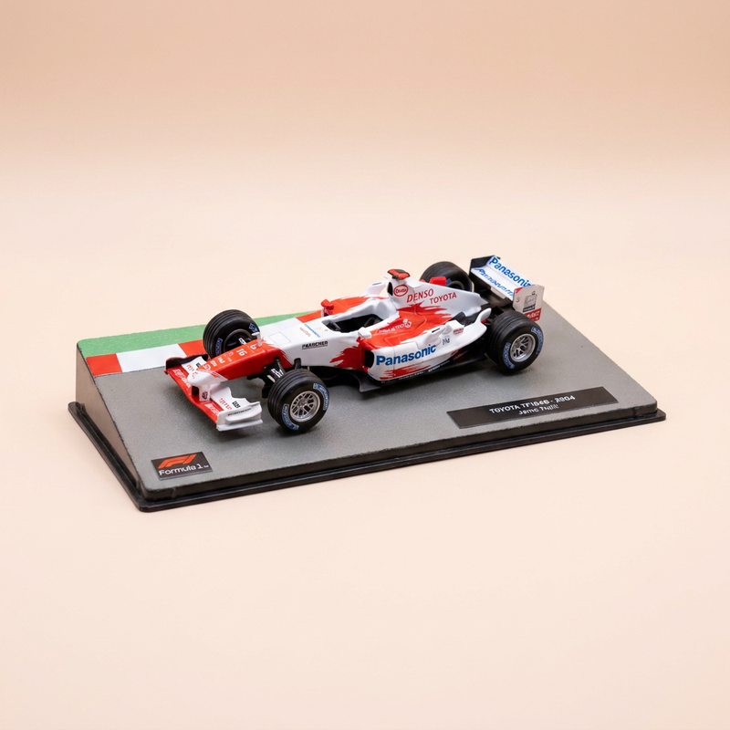 Toyota TF104B w kolorze czerwonym i białym z 2004 roku numer 16 - Formuła 1 2004 (Jarno Trulli)