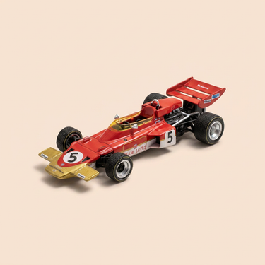 Voiture miniature - Lotus 72C rouge numéro 5 - Formule 1 de 1970 (Jochen Rindt)