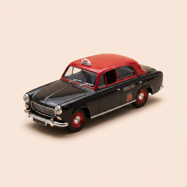 Voiture miniature - Peugeot 403 noire et toit rouge foncé de 1955 TAXI G7 - ELIGOR (boite carrée)