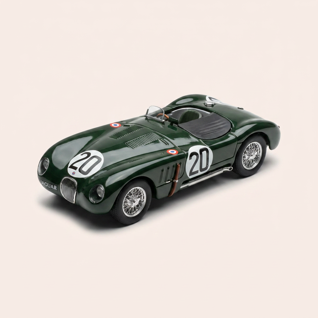 Jaguar C Type donkeggréng Nummer 20 - 24 Stonnen vum Le Mans 1951
