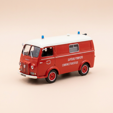 Voiture miniature - Peugeot D3A rouge POMPIERS (sapeurs pompiers de la commune d'Ouroux-sur-Saône (71)
