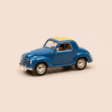 Voiture miniature - Fiat 500C Topolino bleue de 1949 (socle déformé)
