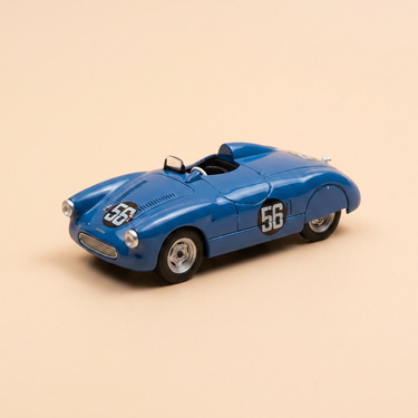 Voiture miniature - Renault 4 CV bleue numéro 56 barquette BMS Guy Michel de 1953 (blister)