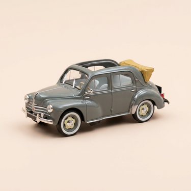 Voiture miniature - Renault 4 CV berline grise foncée découvrable type R 1062 de 1953 (blister)