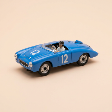 Voiture miniature - Renault 4 CV bleue numéro 12 barquette RISPAL de 1955 (blister)