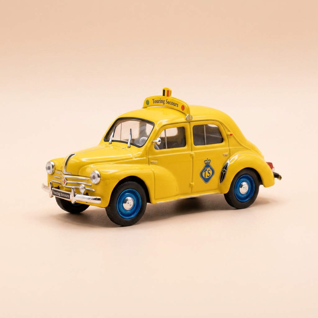 Voiture miniature - Renault 4 CV jaune Touring Secours Belge de 1958