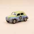 Voiture miniature - Renault 4 CV Cross bleue et verte tachetée numéro 27 (blister)