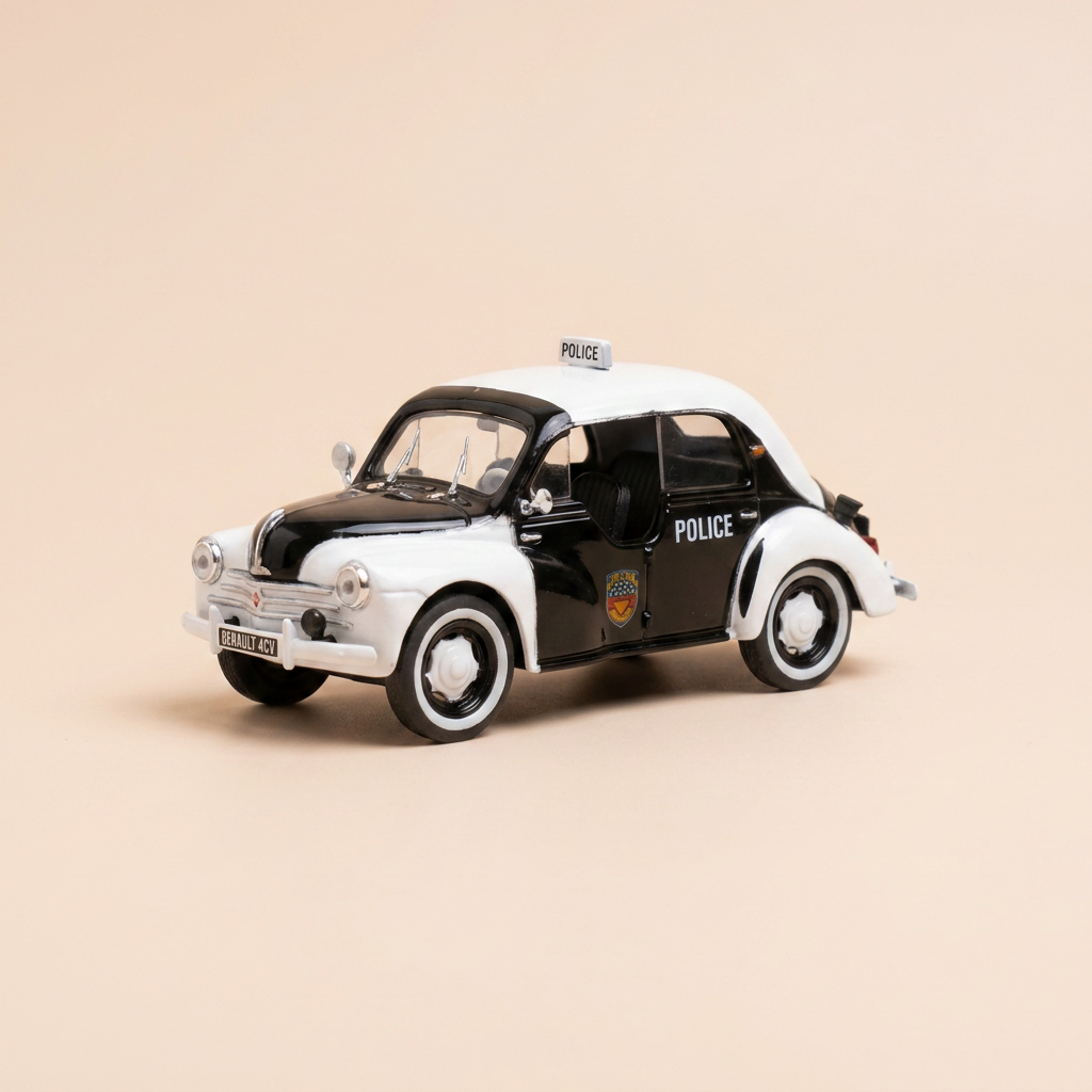 Renault 4 CV schwaarz a wäiss Typ R 1062 vun 1955 - POLICE "pie" (blister)
