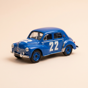 Voiture miniature - Renault 4 CV bleue numéro 22 type 1063 - coupe des Alpes de 1954 (blister)