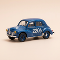 Voiture miniature - Renault 4 CV bleue numéro 2206 - Mille Miglia de 1954 (boite plexi)