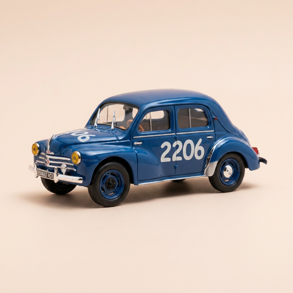 Renault 4 CV blu numero 2206 - Mille Miglia del 1954 (scatola plexi)