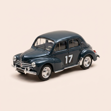 Voiture miniature - Renault 4 CV RALLYE verte foncée numéro 17 - Solido référence 1919 (boite plexi) - sans décalco