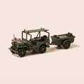 Voiture miniature - Jeep Willys militaire avec remorque (secours infirmerie) - Solido (fabrication ??) - boite N°EN9286