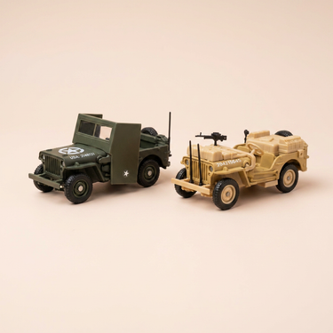 Voiture miniature - Lot de deux jeep Willys militaires - Solido (fabrication ?) - boite N°AQ1478