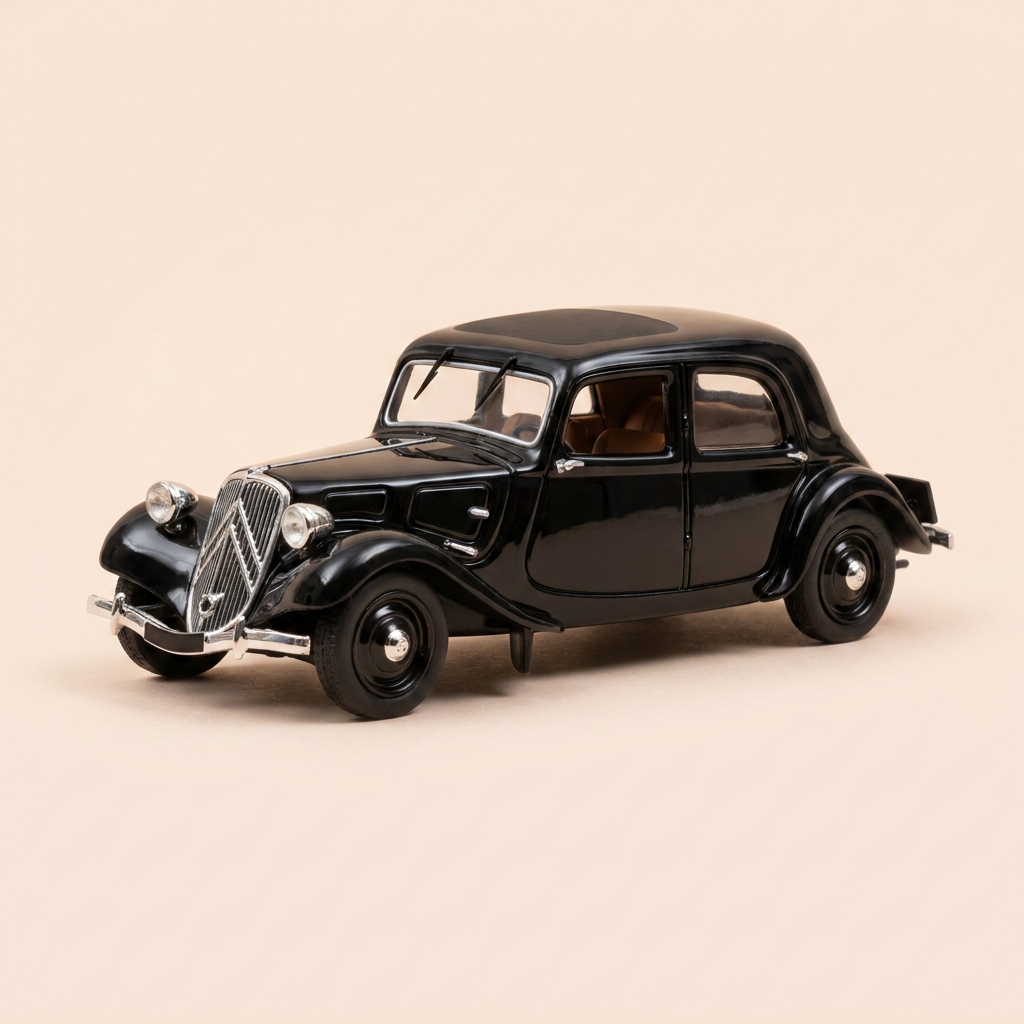 Voiture miniature - Citroën Traction 7 de pré-série noire de 1934 (boite plexi)