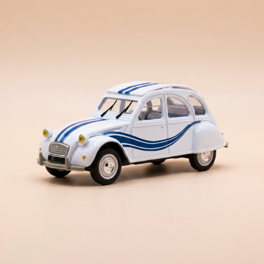 Voiture miniature - Citroën 2 CV 6 blanche et bleue FRANCE 3 (sous blister)