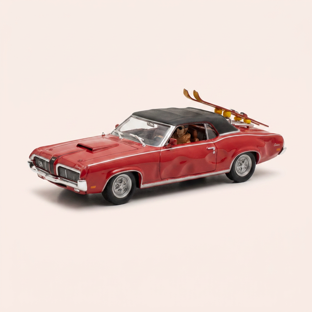 Dunkelroter Mercury Cougar mit schwarzem Dach (mit Skiern) - JAMES BOND - IM DIENST IHRER MAJESTÄT