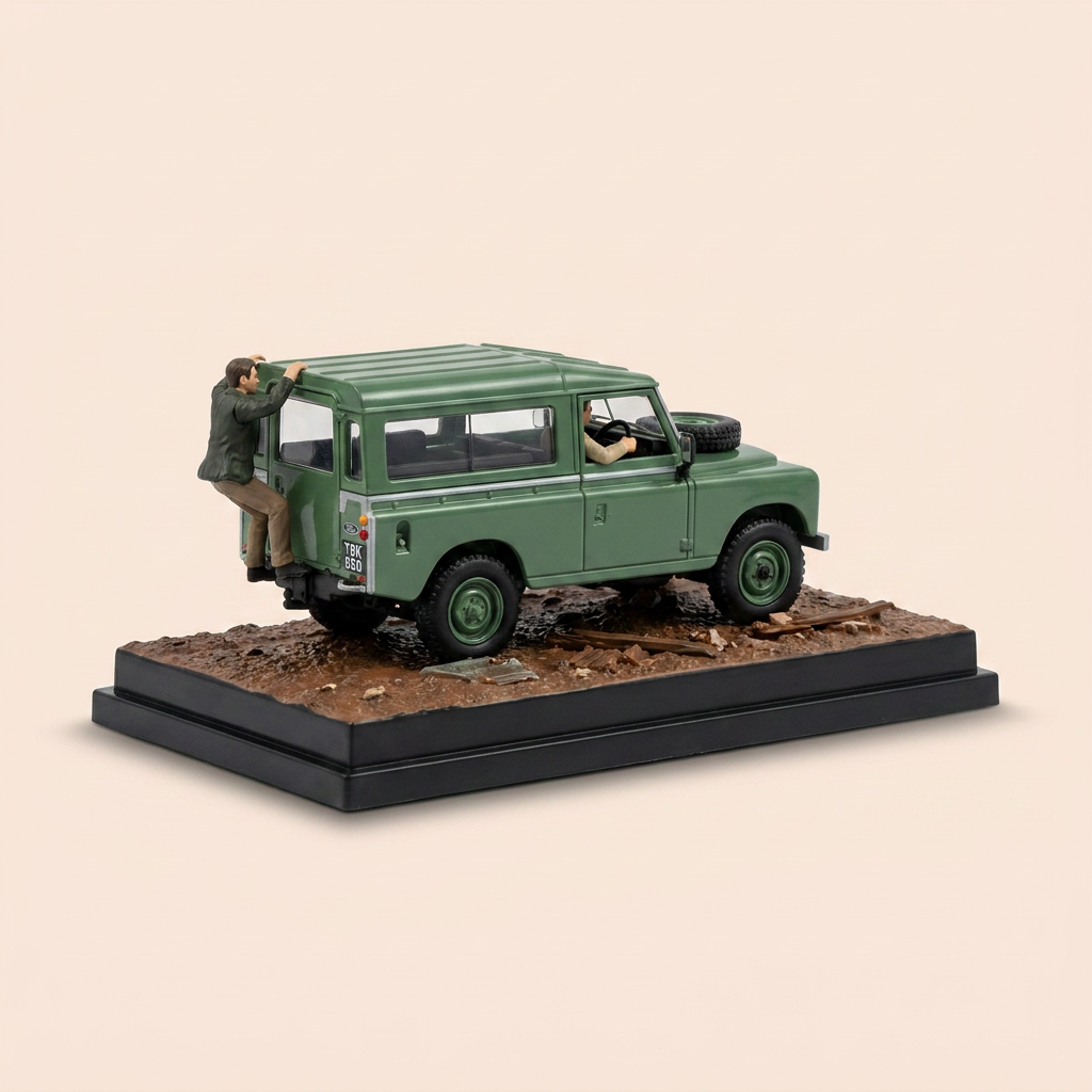 Land Rover Series III gréng Kaki - JAMES BOND - MORDEN ASS NET E SPIILL (D'viviend Daglich) - MËNSCH E RETRO
