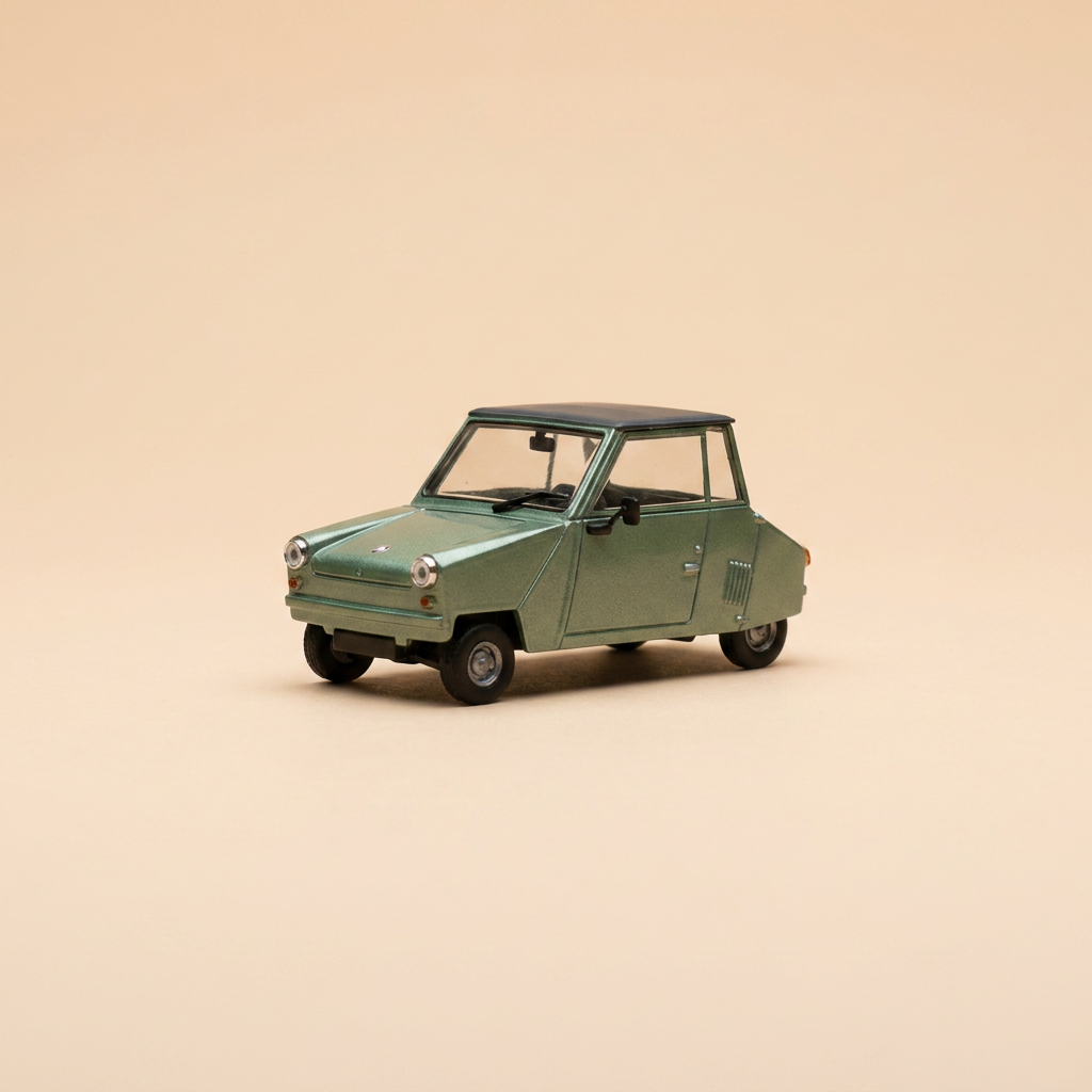 Micro voiture d'antan KVS Mini 1 verte et toit noir de 1982 - voiture française