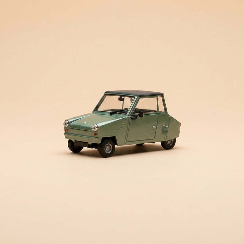 Mikroauto KVS Mini 1 gréng mat schwaarz Dack vun 1982 - franséischen Auto