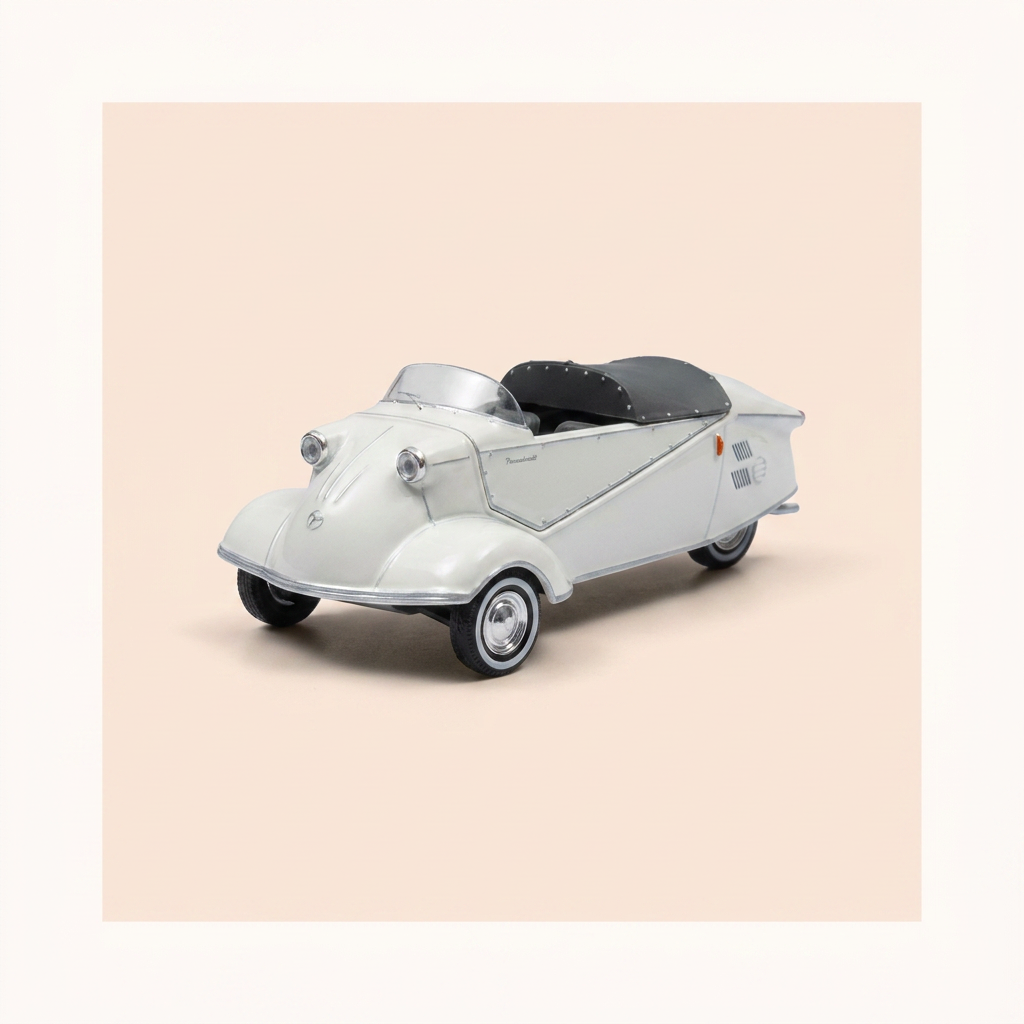 Micro voiture d'antan Messerschmitt KR200 Sport blanche (blanc cassé) de 1959 - voiture allemande