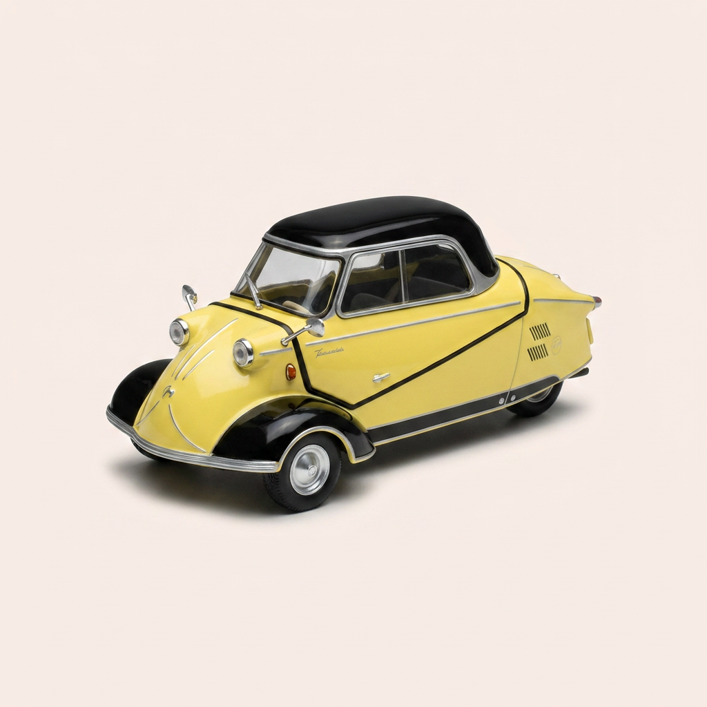 Micro auto d'epoca Messerschmitt FMR Tg 500 marrone del 1958 - auto tedesca