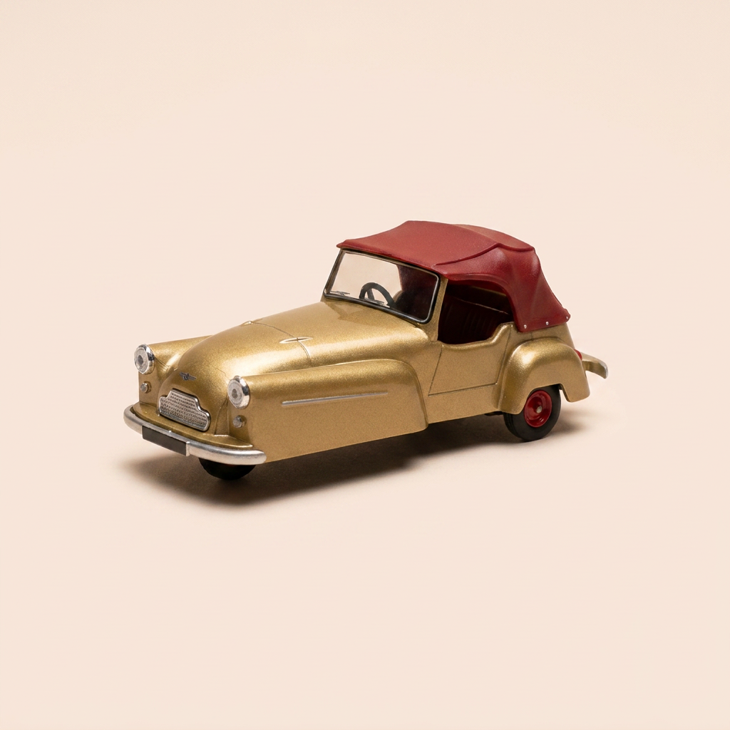 Bond Minicar Mark C Braun und Bordeaux Dach von 1955 - Englisches Auto