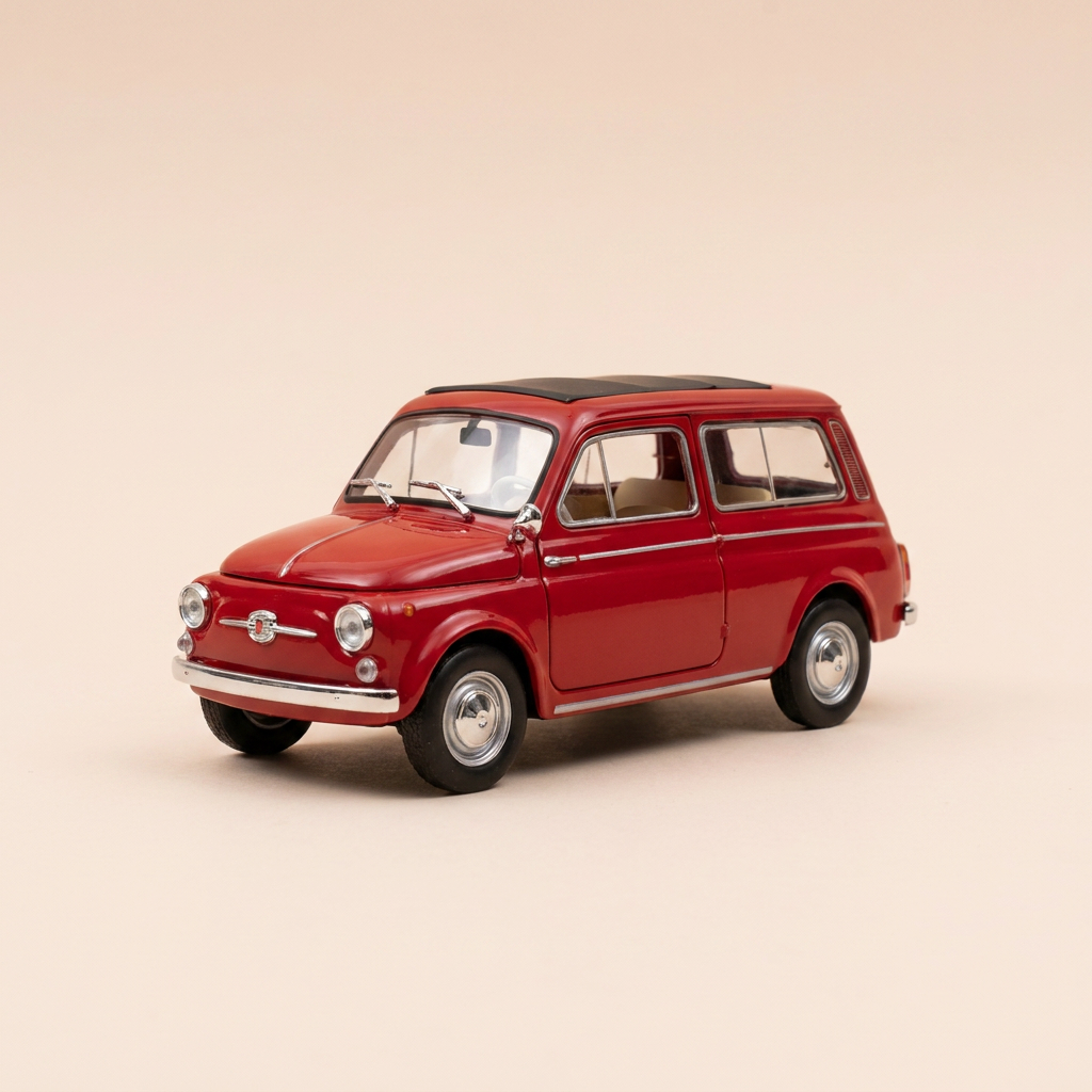 Voiture miniature - Micro voiture d'antan Fiat 500 Giardiniera rouge de 1961 - voiture italienne