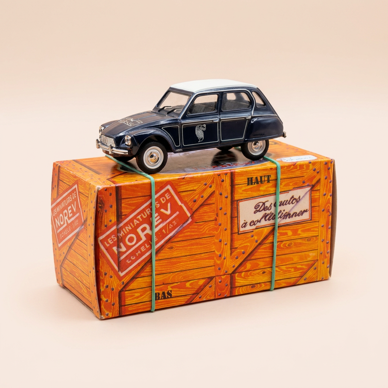 Citroën Dyane Caban azul oscuro y techo blanco - NOREV (coche en caja de cartón)