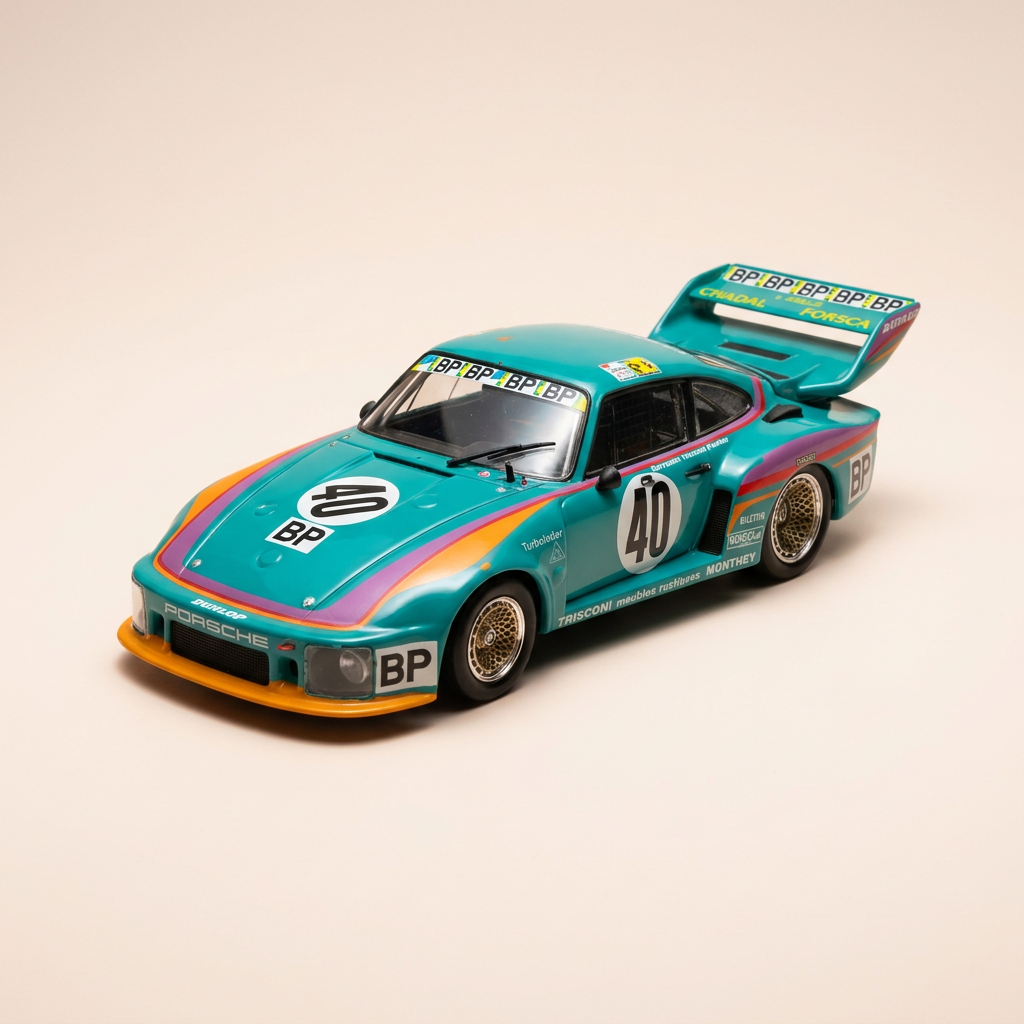 Porsche 935 verde, violeta y naranja número 40 - 24 horas de Le Mans 1979
