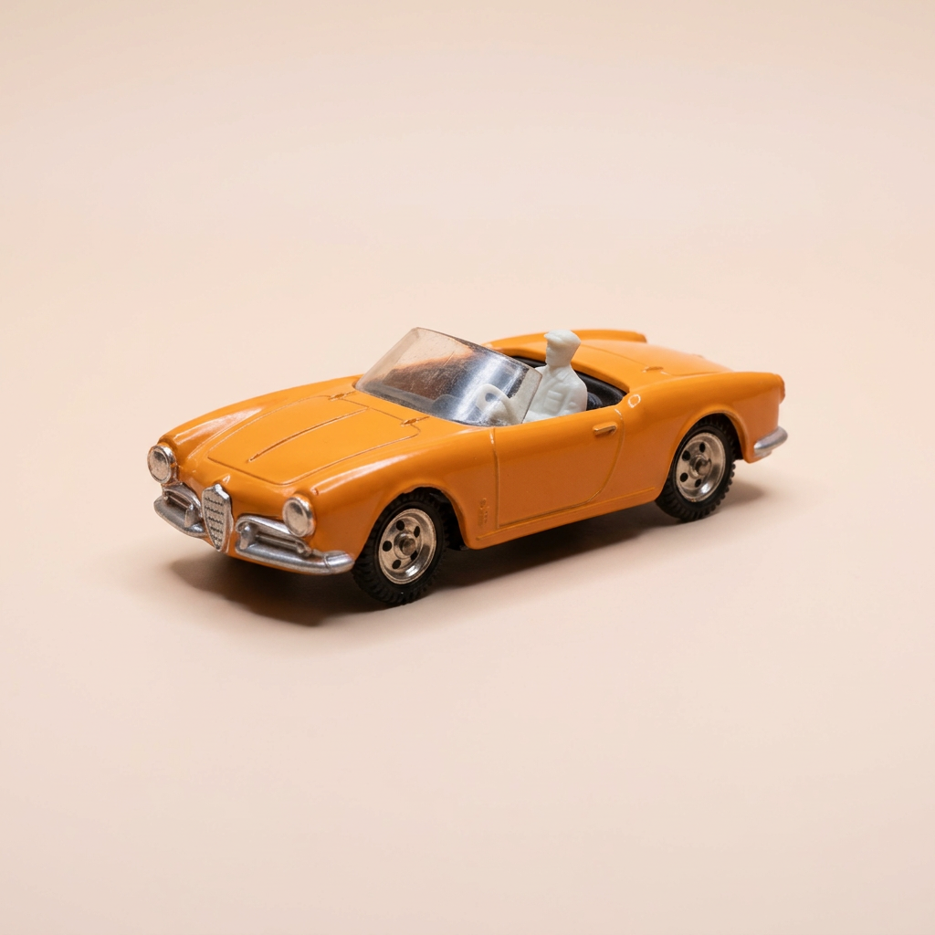 Alfa Roméo Giulietta Spyder orange foncée avec personnage - METOSUL (fabrication au Portugal)