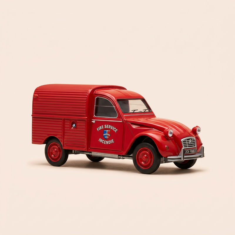Furgoncino rosso Citroën 2 CV dei VIGILI DEL FUOCO "SERVIZIO INCENDIO" - DAN-TOYS / CIJ
