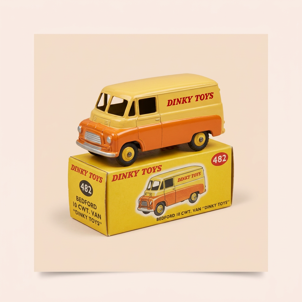 Fourgon Van Bedford 10 cwt jaune et orange (estampillé Dinky-Toys) - Dinky-Toys (Editions Atlas) - N°482