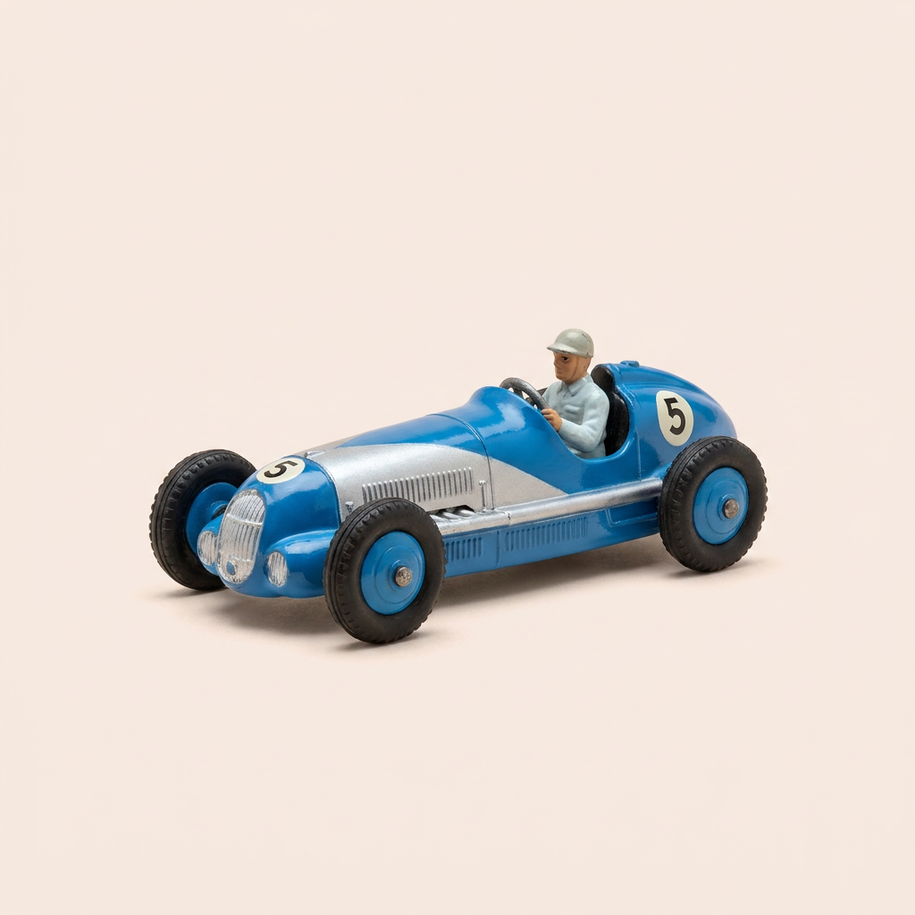 Auto de course bleue et blanche (blanc cassé) numéro 5 Dinky-Toys (édition Atlas) - N°23 A