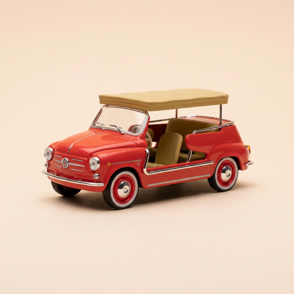 Fiat 600 Jolly rouge rosé ?? de 1966 - Taxi à Capri (Italie)