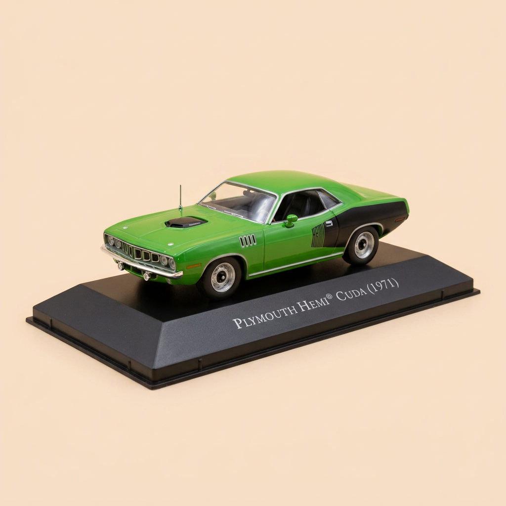 Plymouth Hémi Cuda verte et noire de 1971 (voiture américaine)