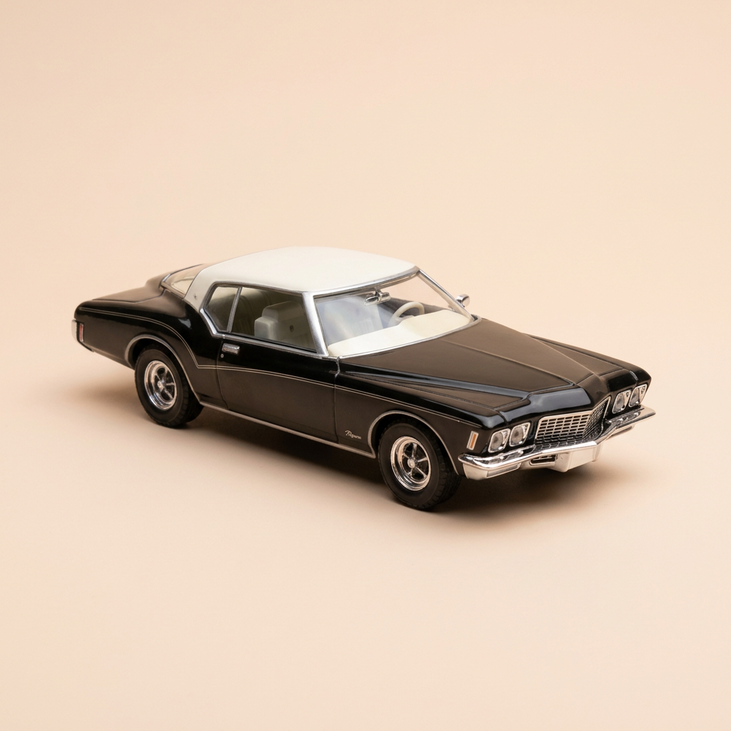 Buick Riviera schwartz mat wäiss Dack aus 1972 (amerikanescht Auto)
