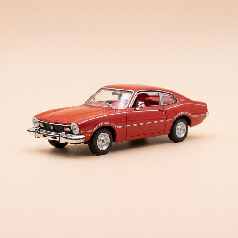 Ford Maverick Sedán de 2 Puertas rojo de 1973 (auto estadounidense)