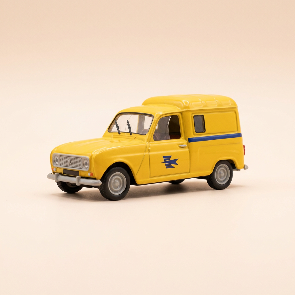 Renault 4 jaune de 1962 - La Poste - PTT (boite plexi)
