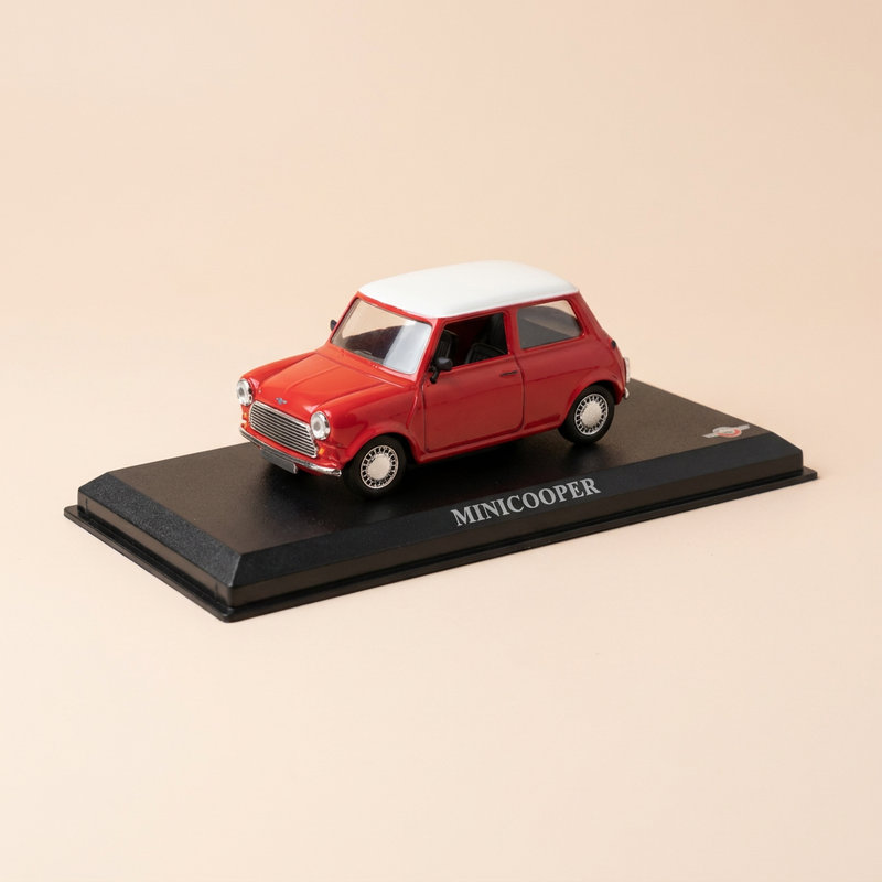 Mini Cooper rouge et toit blanc - Del Prado