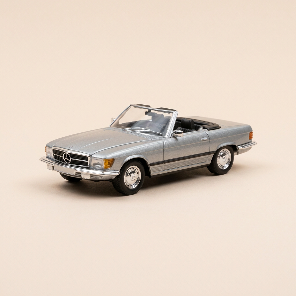 Mercedes-Benz 350SL grise - Del Prado (avec drapeau allemand sur le socle)