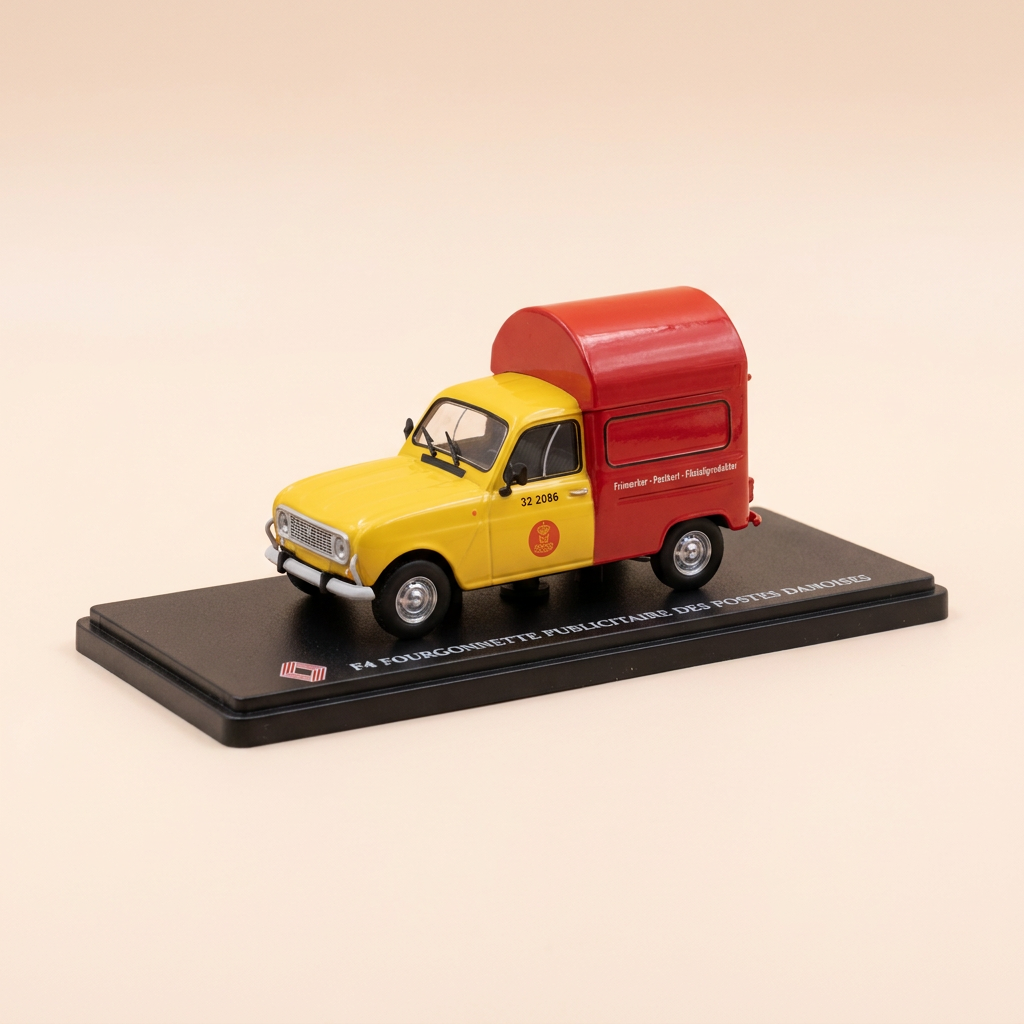 Renault 4 R4 fourgonnette publicitaires jaune et rouge des Postes Danoises
